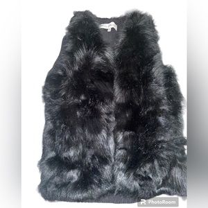 NWOT Ladies Sebby Collection Faux Fur Black Vest Size Xl Sweater Back